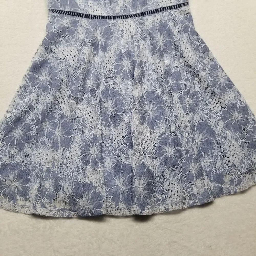 City Triangles Juniors 11 Dress Periwinkle Blue Lace Mini Fairy Feminine HOCO